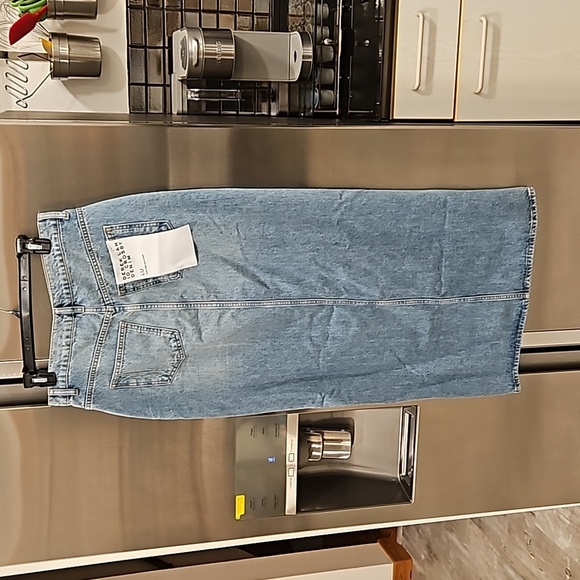 💕DEREK LAM 10 CROSBY Lu High Rise Denim Maxi Skirt Sutton Vintage Blue 28 NWT - Picture 13 of 16